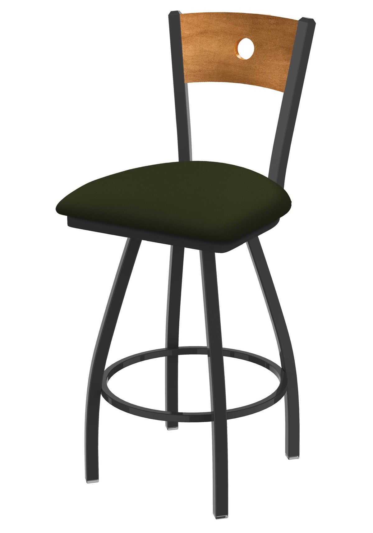 Swivel Counter Stool with Pewter Finish and Pine Seat I287