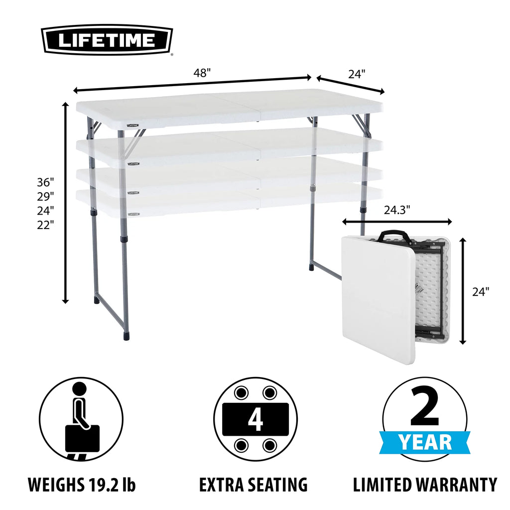 4 ft. Rectangle Fold-in-Half Adjustable Table H936
