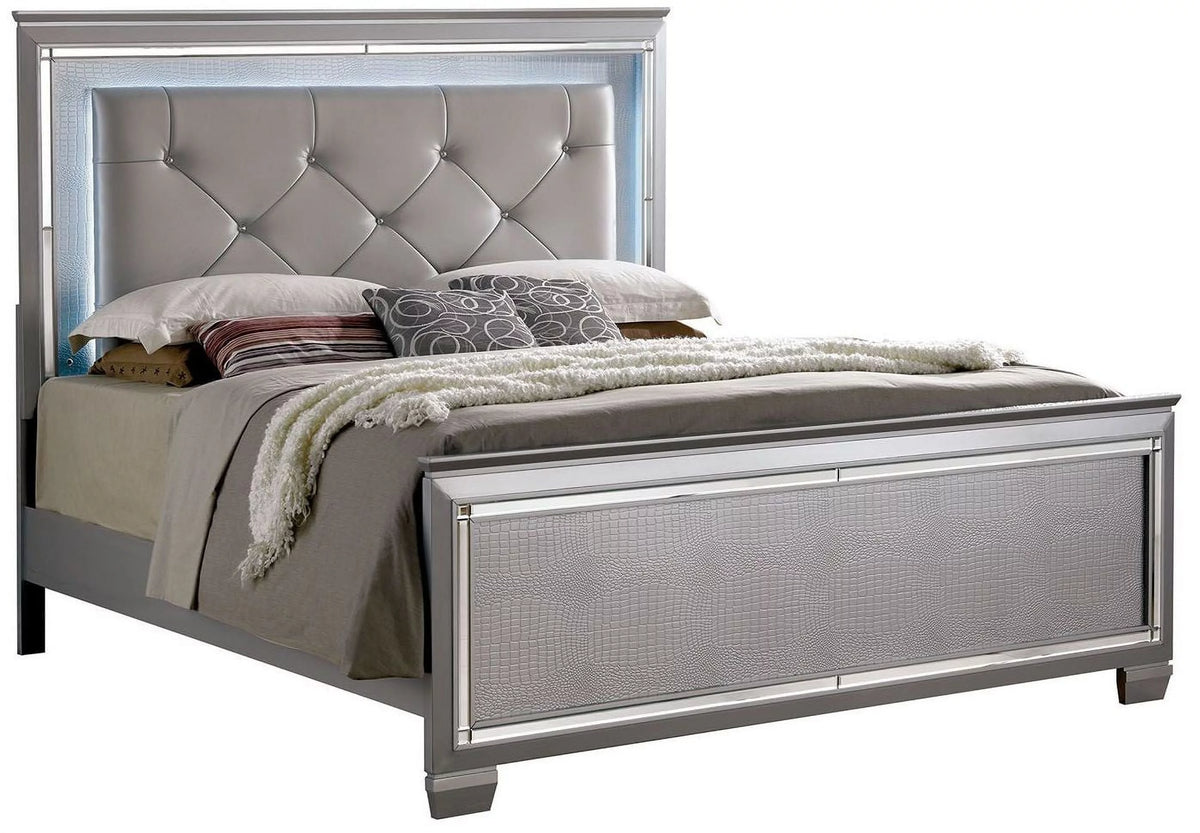 California King Size Leatherette Tufted Bed with LED D1614