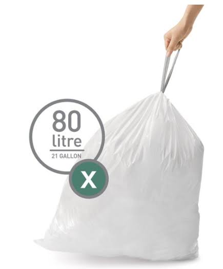 White 80 L Trash Can Liner N61304