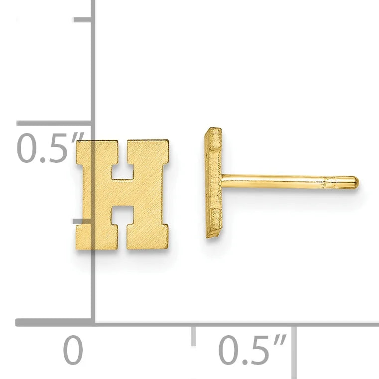10K Yellow Gold Initial H Post Earrings D1415