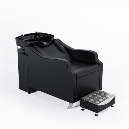 Shampoo Backwash Unit with Large Porcelain Bowl Salon Sink Hair Wash Chair Shampoo Station F95871