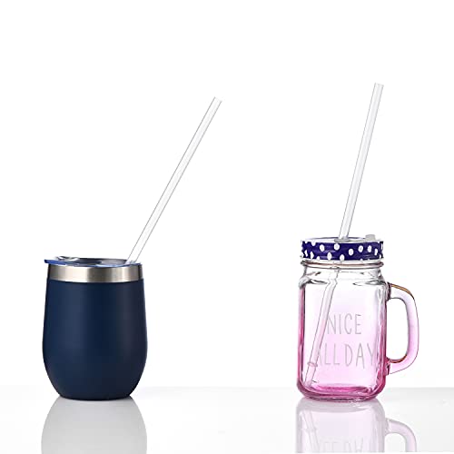 12-Pack Reusable Hard Plastic Clear Straws 10.5 in x 0.3 in with Cleaning Brush J8975