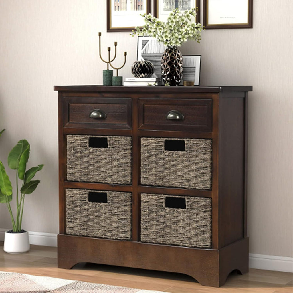 Antique Navy Wood Storage Chest with 2 Drawers and 4 Baskets Z13455