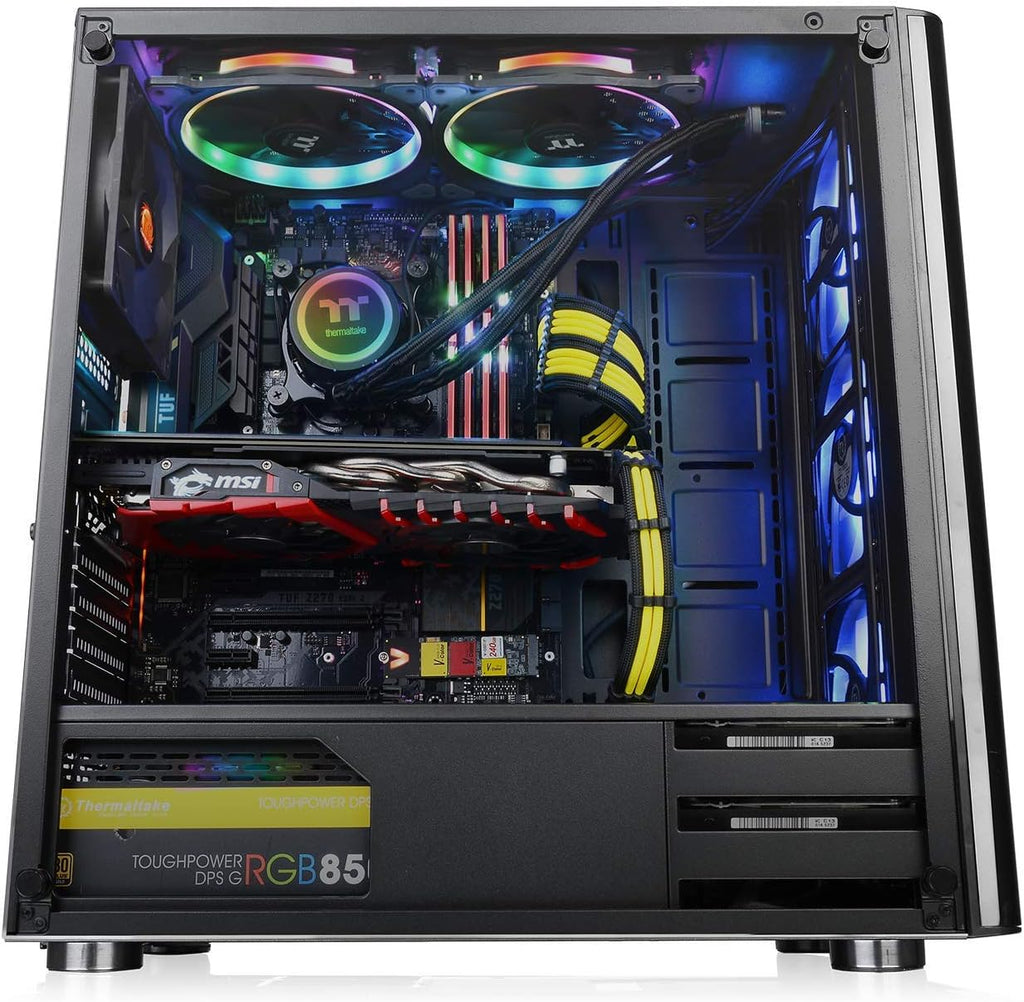 Tempered Glass ATX Mid-Tower Chassis with 3 120mm RGB Fan + 1 Black 120mm Rear Fan I8297