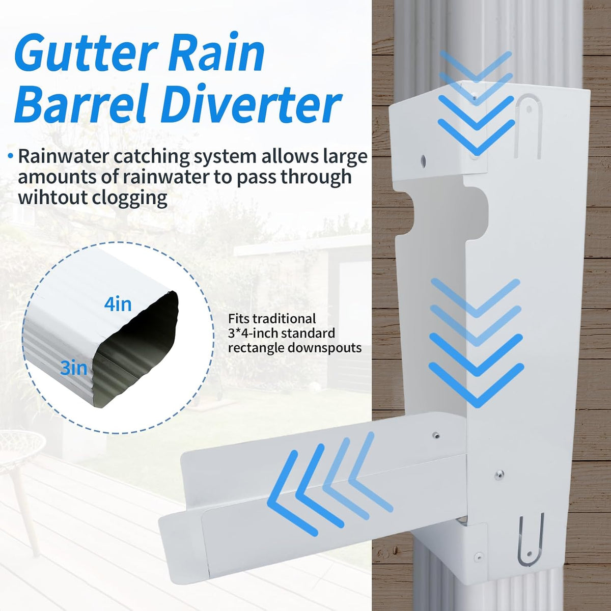 Stainless Steel Rain Barrel Diverter Kit for 3"x4" Downspout Z544