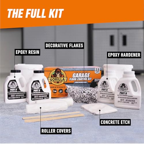 7 pc Garage Floor Coating Kit, High Gloss Gray, 275 sq. ft. Coverage C808