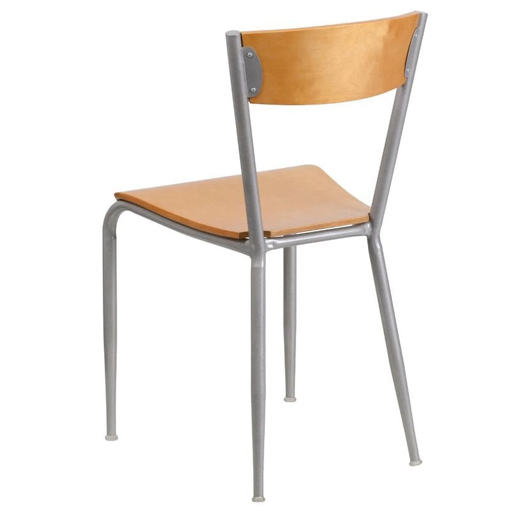 Metal Restaurant Dining Chair in Natural and Silver E64810
