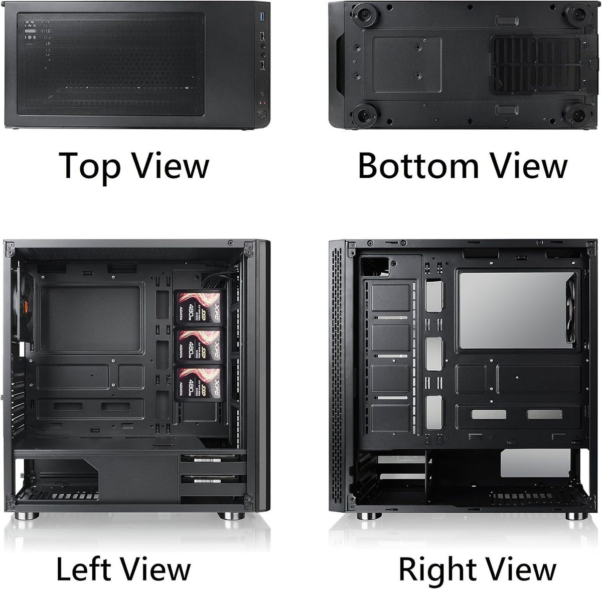 Tempered Glass ATX Mid-Tower Chassis with 3 120mm RGB Fan + 1 Black 120mm Rear Fan I8297