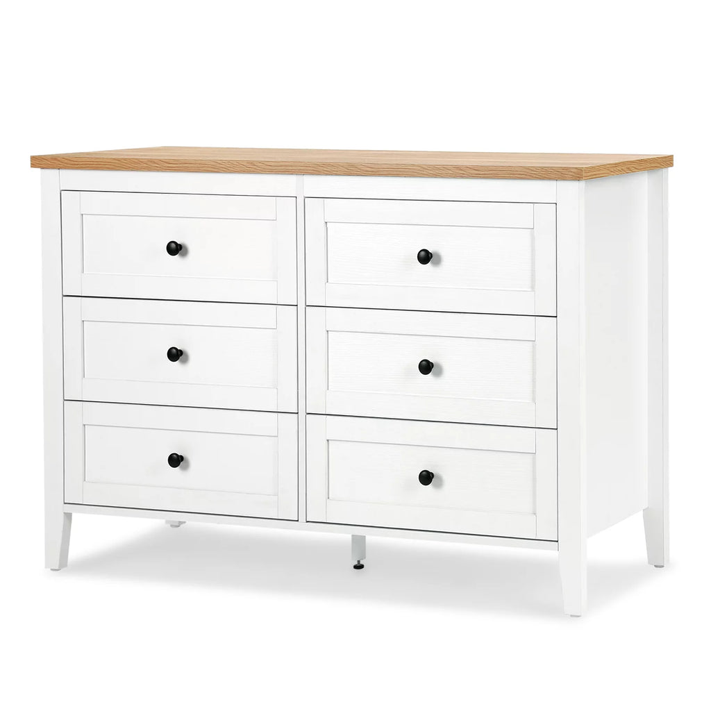 White 6 Drawer Wood Dresser with Metal Knobs Z969274