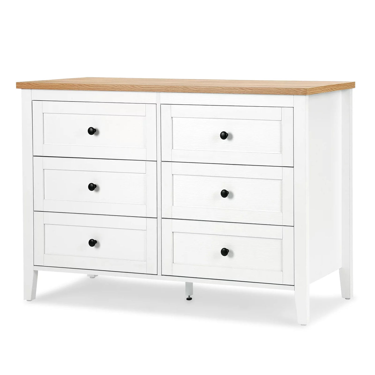White 6 Drawer Wood Dresser with Metal Knobs Z969274