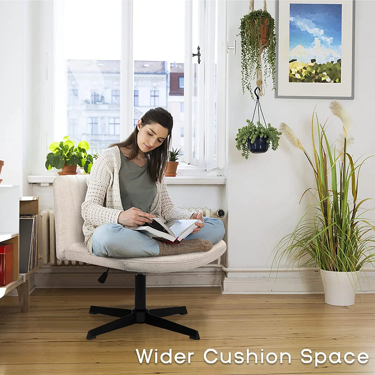 Armless Fabric Padded Swivel Office Chair G66702