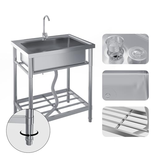 Stainless Steel 24" Single Bowl Utility Sink with Faucet W749