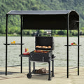 Outdoor Iron BBQ Grill Gazebo with Side Awning E4814