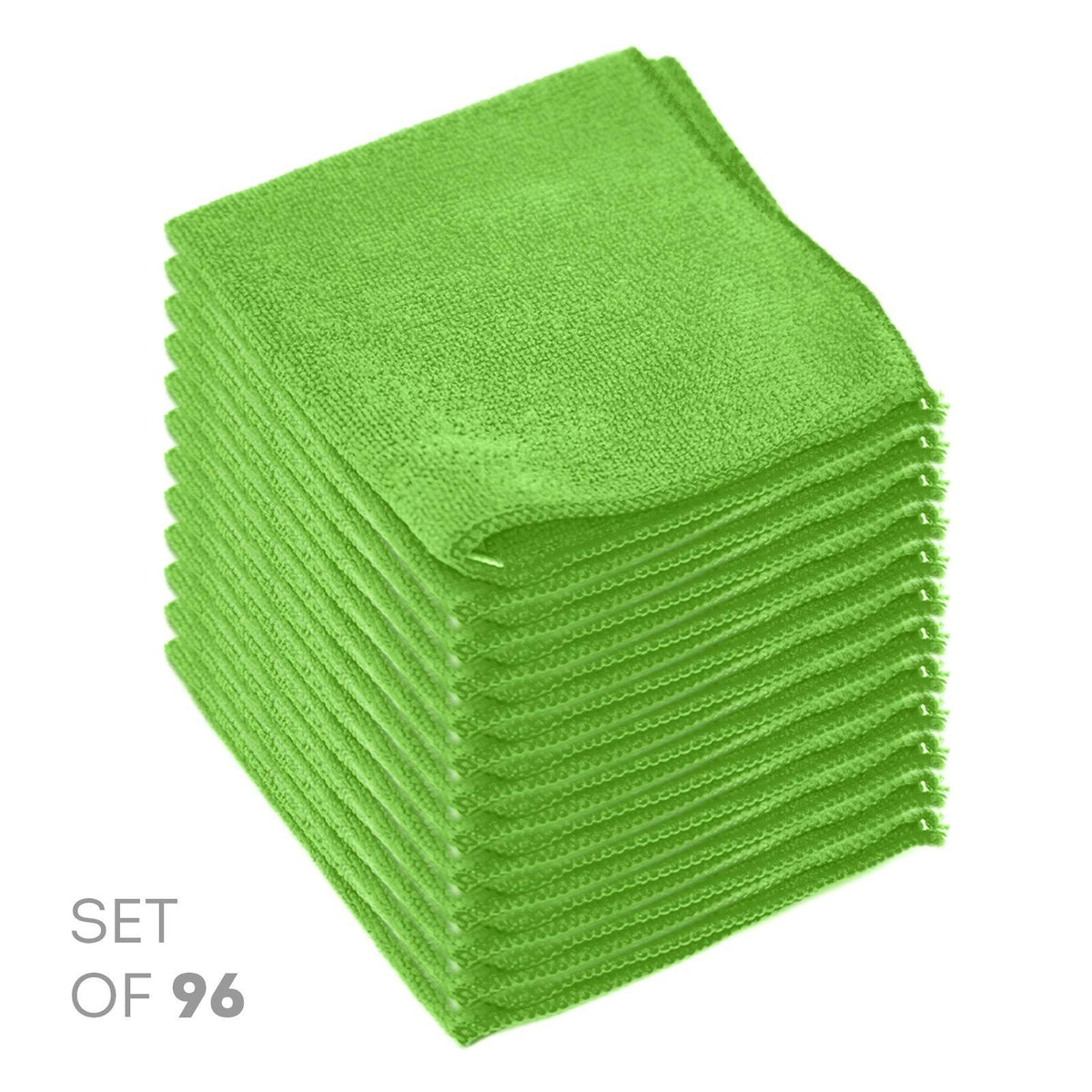 Set of 96 Green Microfiber Cleaning Cloth 12 x 12 Inches U8596