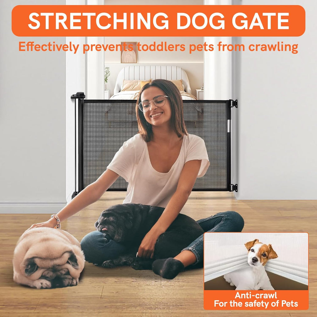 Black Retractable Baby Pet Gate, 31" Tall, Extends to 71" Wide G9054