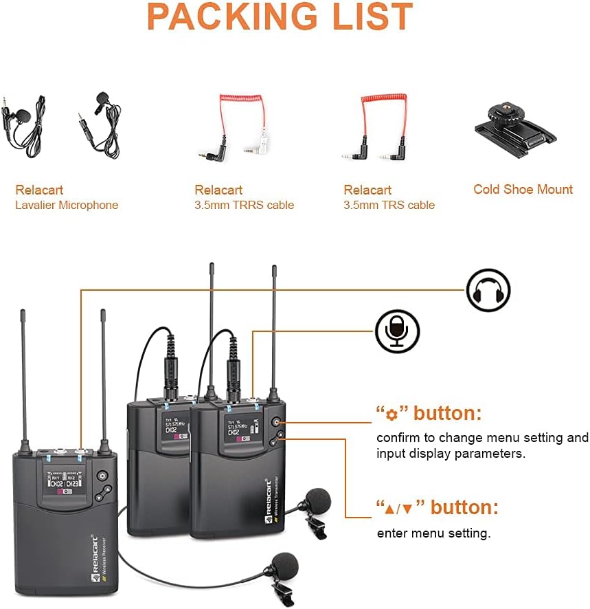 UHF 32-Channel Wireless Lavalier Microphone System with 1 Receiver, 2 Transmitters and 2 Lapel Mics E578