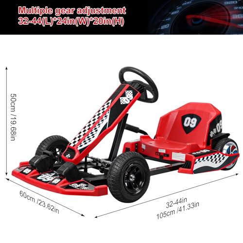 36V Adjustable Electric Drift Kart with 350W Motor Red E51204