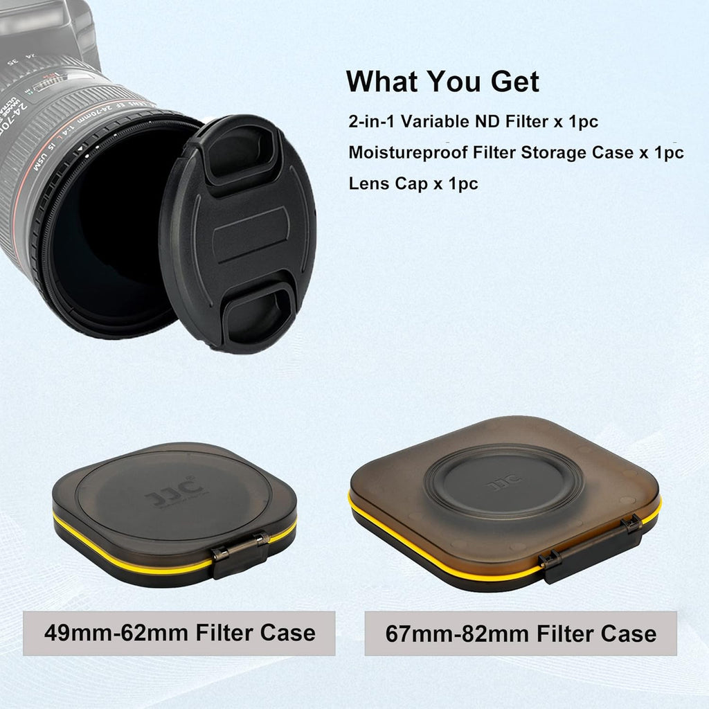 2-in-1 52mm Variable ND Filter & CPL Polarizer Filter, ND2-ND32, with Storage Case and Lens Cap Y48502