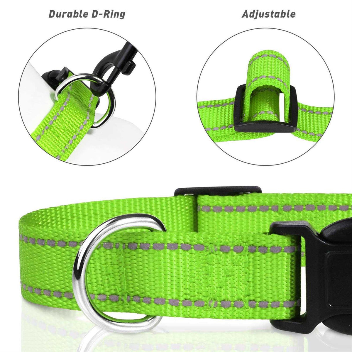 Reflective Nylon Adjustable Dog Collar with Quick Release Buckle Y84872