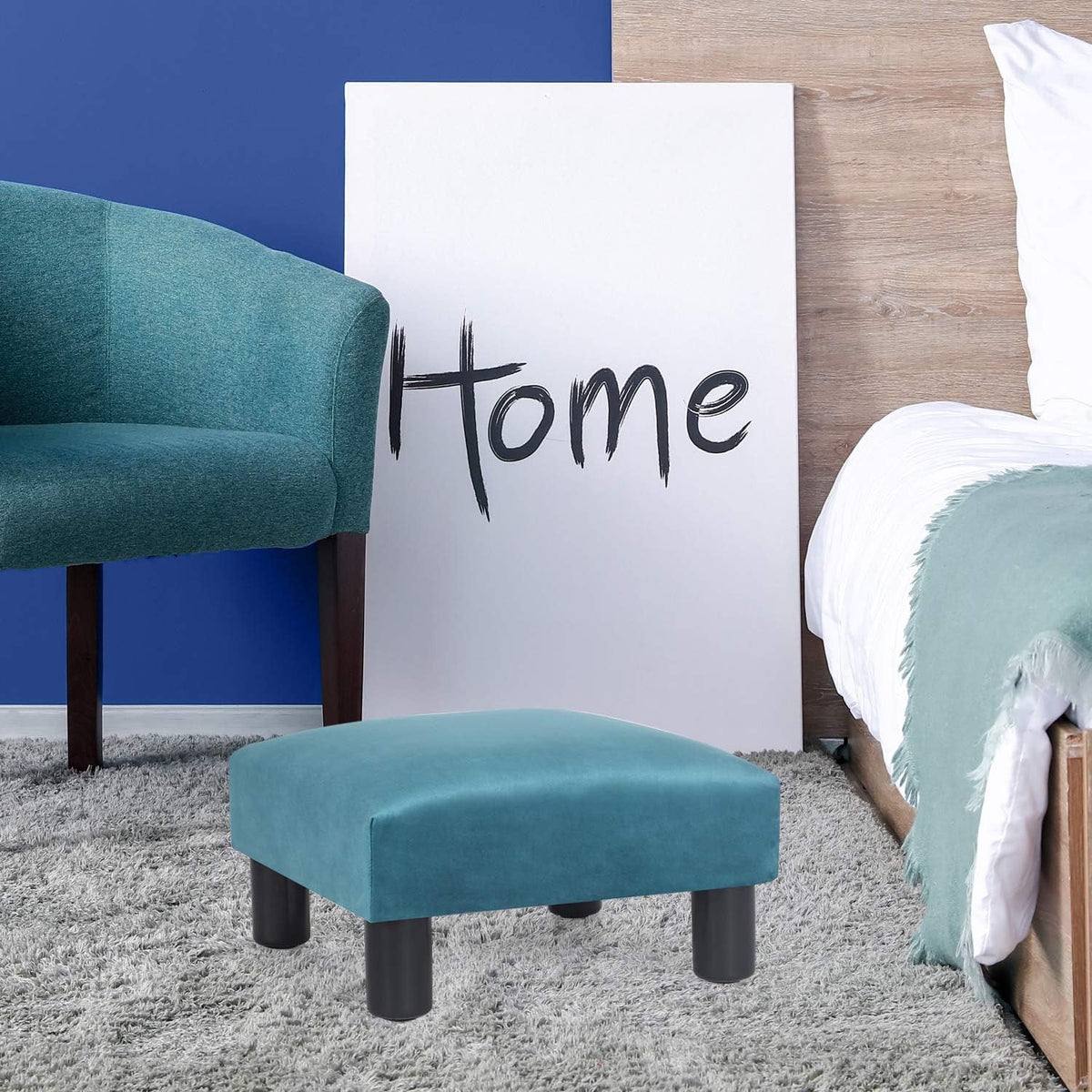 Blue Square Ottoman Footstool L55468