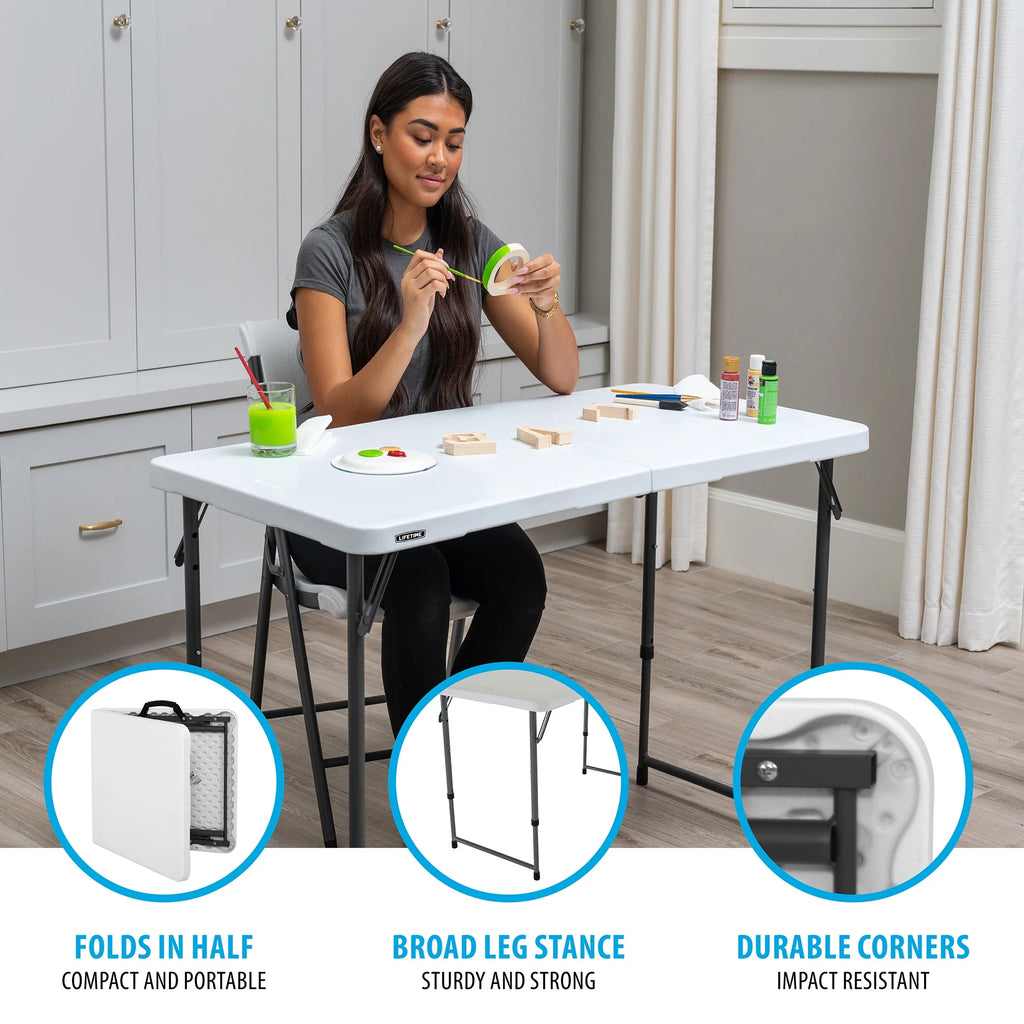 4 ft. Rectangle Fold-in-Half Adjustable Table H936