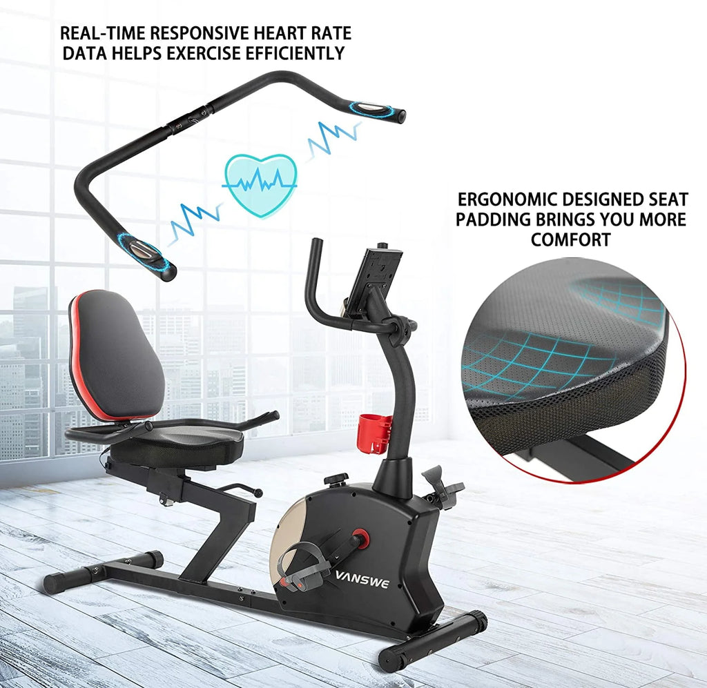 Recumbent Exercise Bike 400 lbs. Weight Capacity Magnetic Resistance D922693