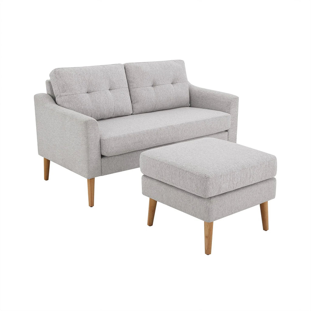 Light Gray Fabric Loveseat with Ottoman P148493