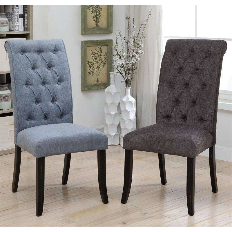 Gray Fabric Side Chair Set of 2 N614