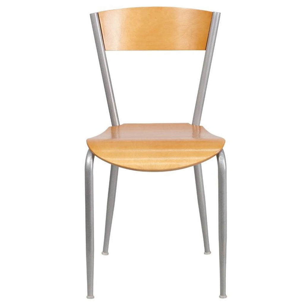 Metal Restaurant Dining Chair in Natural and Silver E64810
