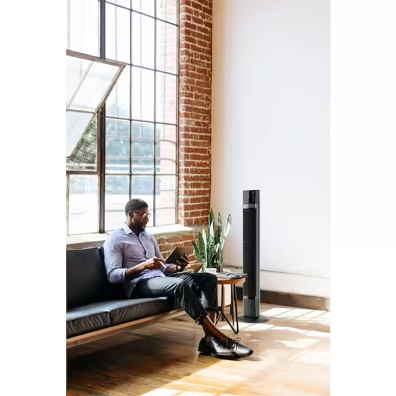 Black Oscillating Tower Fan with Remote Control J50679