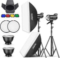 2 Pack 800Ws Photo Speedlite Studio Flash Strobe Monolight Bowens Mount Kit with Softbox, Light Stand, Barn Door Kit, Reflector A793551