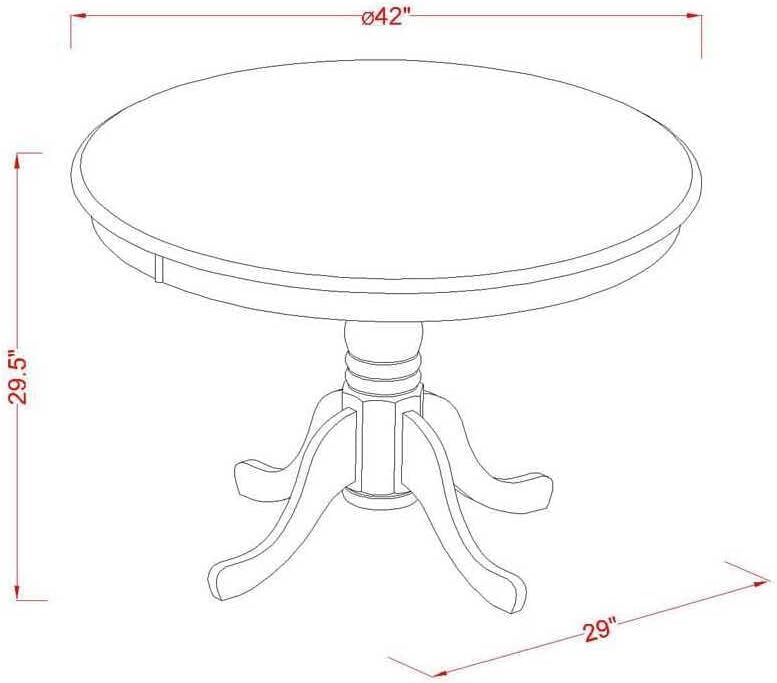 5 Piece Dining Set with Round Kitchen Table and 4 Chairs, Mahogany X97743