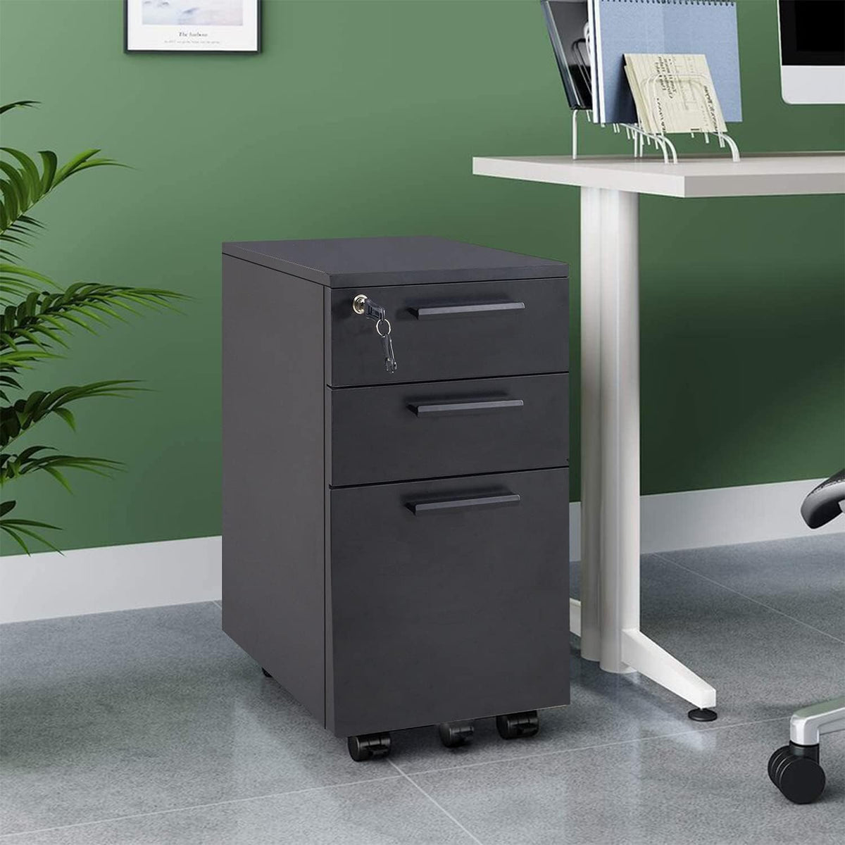 3 Drawer Under Desk Filing Cabinet with Lock M193