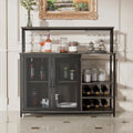 Dark Brown Wine Cabinet with Removable Wine Rack and Glass Holder Q9049