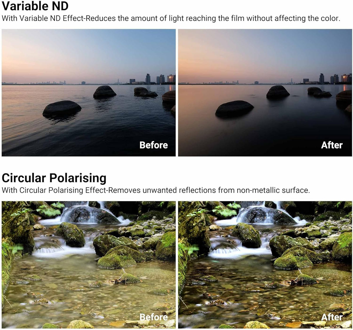 2-in-1 52mm Variable ND Filter & CPL Polarizer Filter, ND2-ND32, with Storage Case and Lens Cap Y48502
