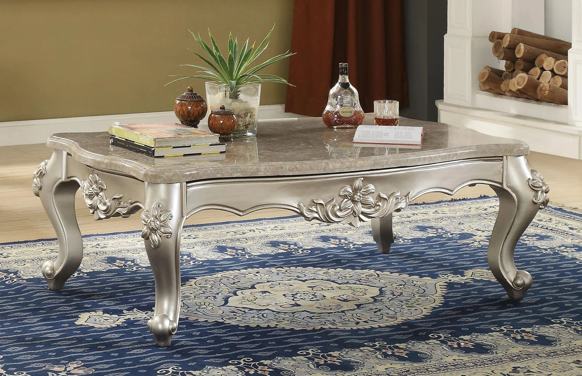 Beige Marble & Champagne Coffee Table + 2 End Tables P961181