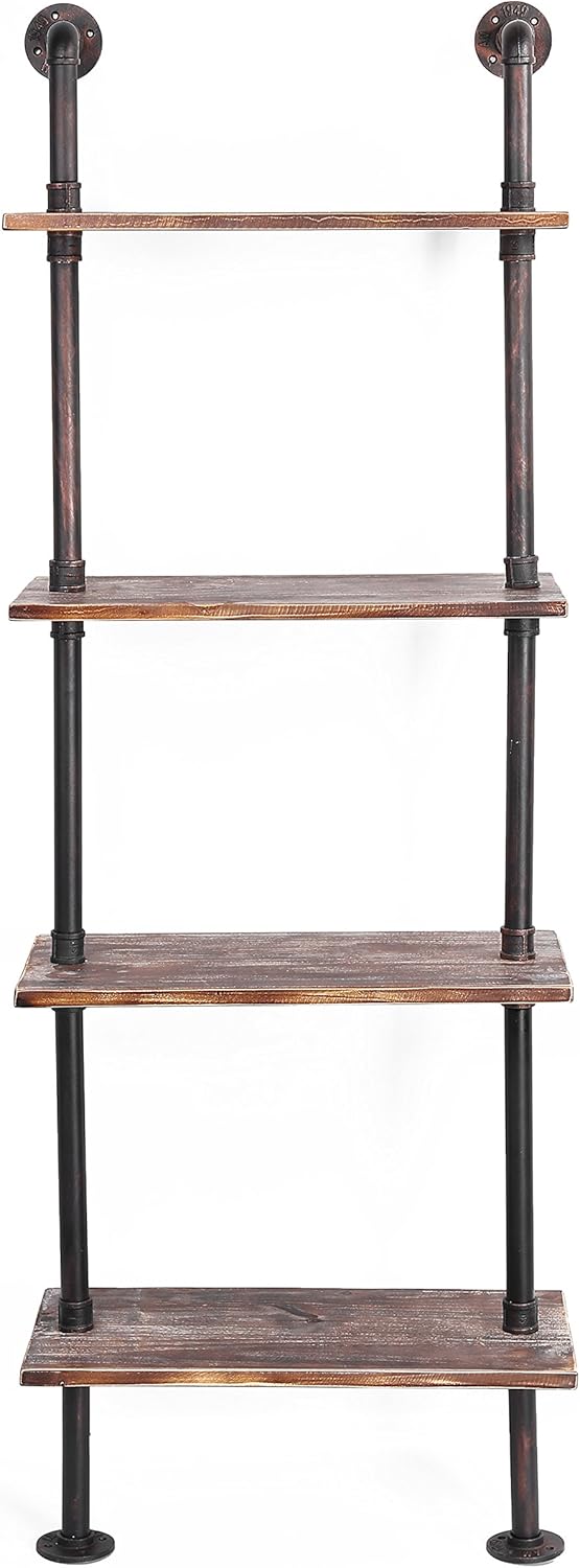 Brown Wood Wall-Mounted Shelves Bookcase Storage Rack Q52383