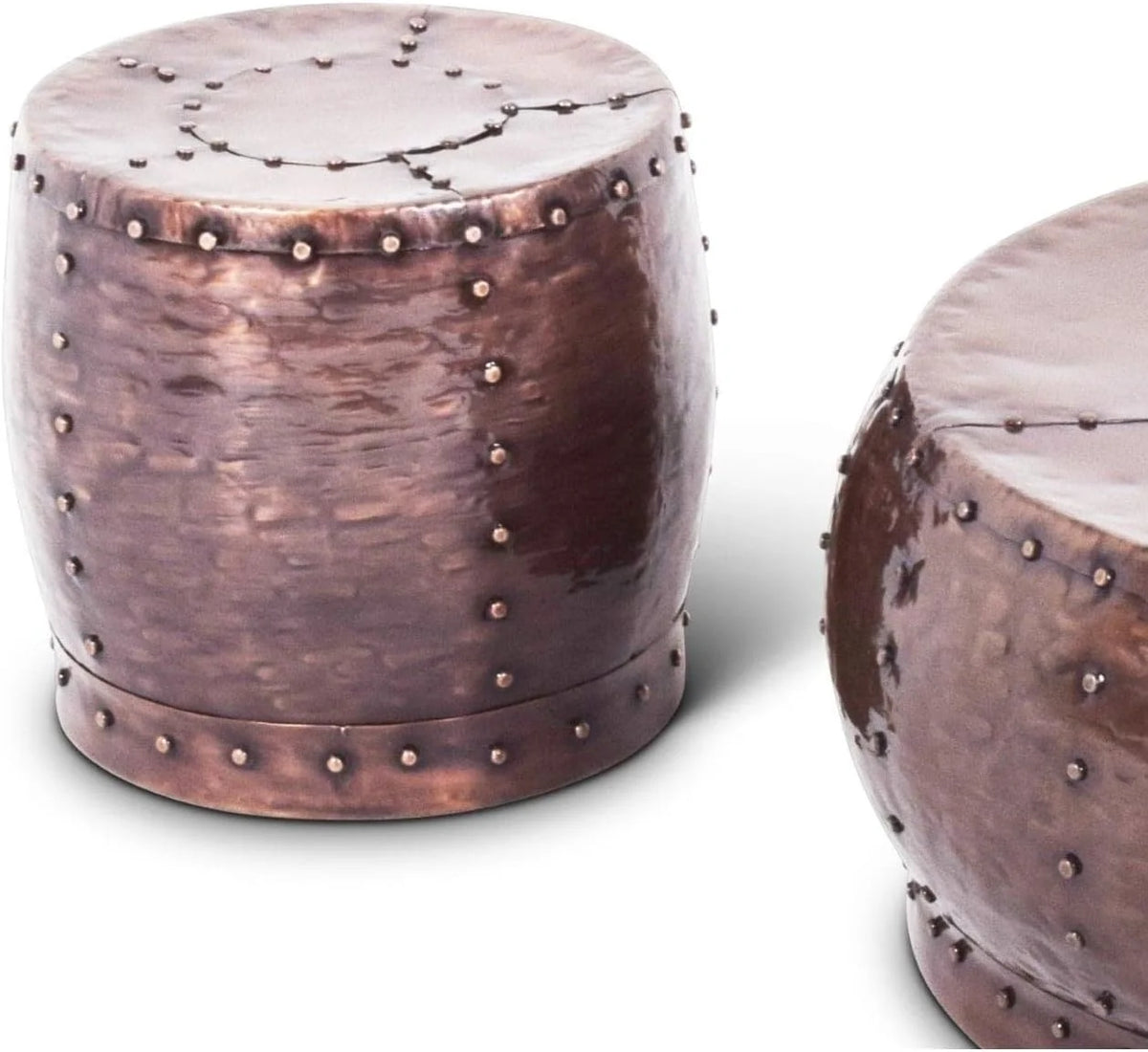 Antiqued Copper Iron Round End Table W823359