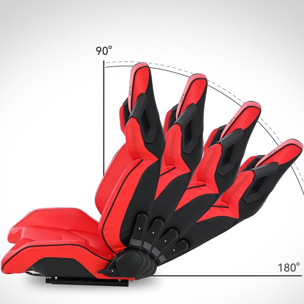 Red+Black Stitching PU Leather Racing Bucket Seat Q1175