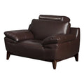 Dark Brown Leatherette Chair with Wooden Legs O5353