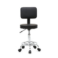 White Round Adjustable Swivel Rolling Stool Chair with Wheels A3607