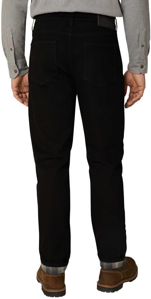 Black Flannel Lined Denim Straight Pants O503