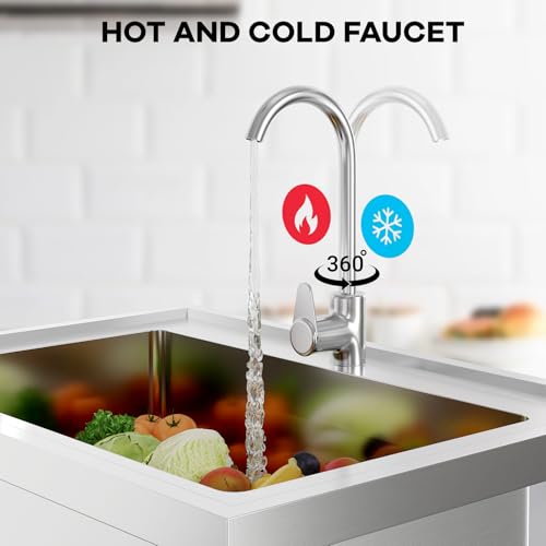 Stainless Steel 24" Single Bowl Utility Sink with Faucet W749