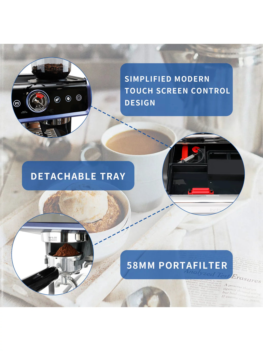 All in One Espresso Machine with Coffee Grinder and Milk Steam Wand Q89449