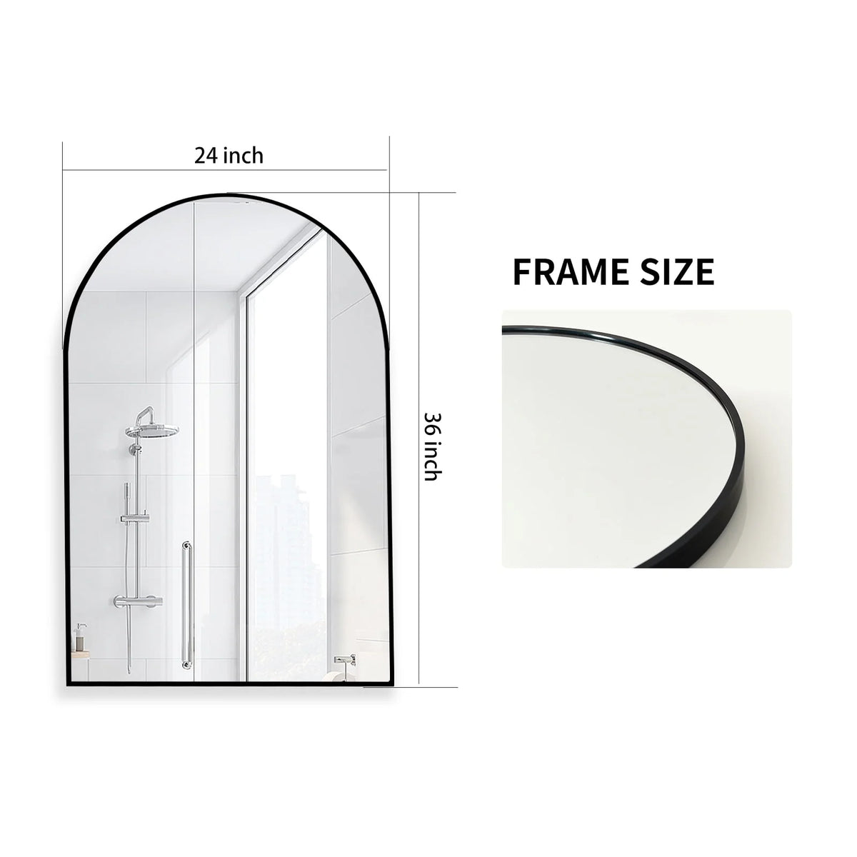 Wall Mounted Mirror, 20 x 30 Arch Gold M16241