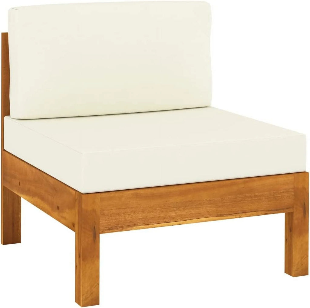 10 Piece Acacia Wood Patio Lounge Set with Cream White Cushions D82548