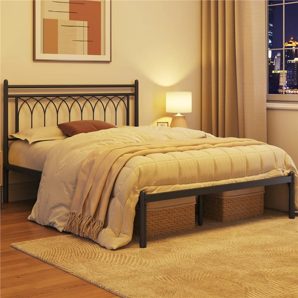Queen Black Metal Bed Frame with Headboard R522582
