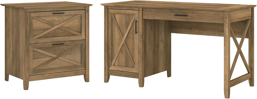 54W Cape Cod Gray Computer Desk with 2 Drawer File Cabinet Y564