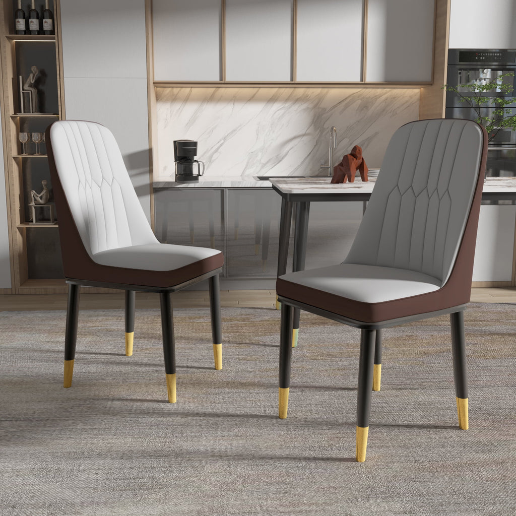 Faux Leather Dining Chairs Set of 2 Gray D25387